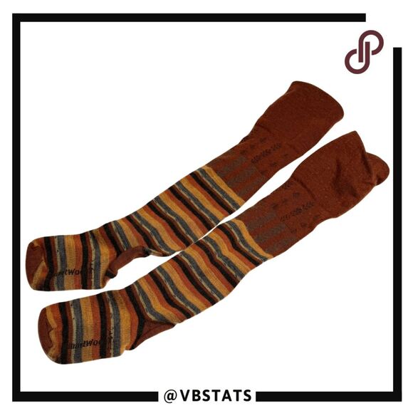 Smartwool Mens‎ Striped Compression Crew Socks Orange Blue Large/10-13 - Picture 2 of 7